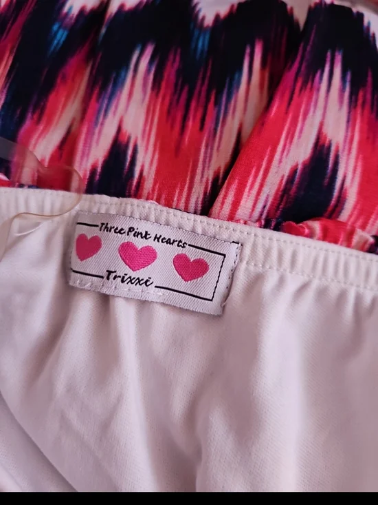 Trixxi Strapless Chevron Maxi Dress in Pink, Navy & White - Picture 4 of 4